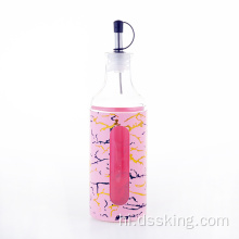 गुलाबी संगमरमर सड़क प्लास्टिक ग्लास तेल की बोतल